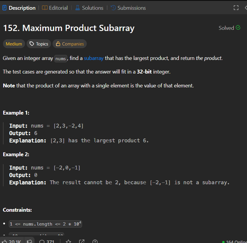 Maximum Product Subarray
