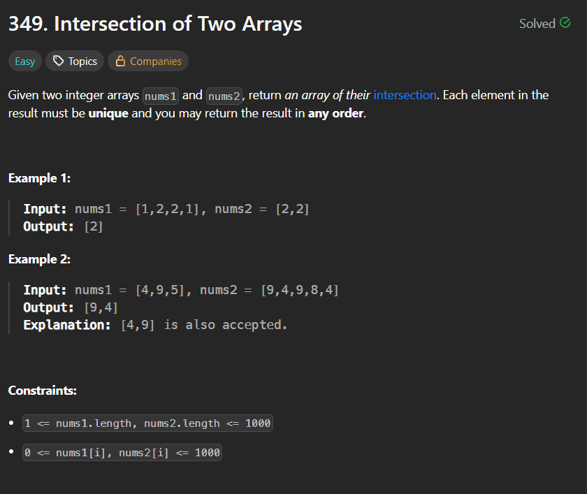 Intersection of Two Arrays