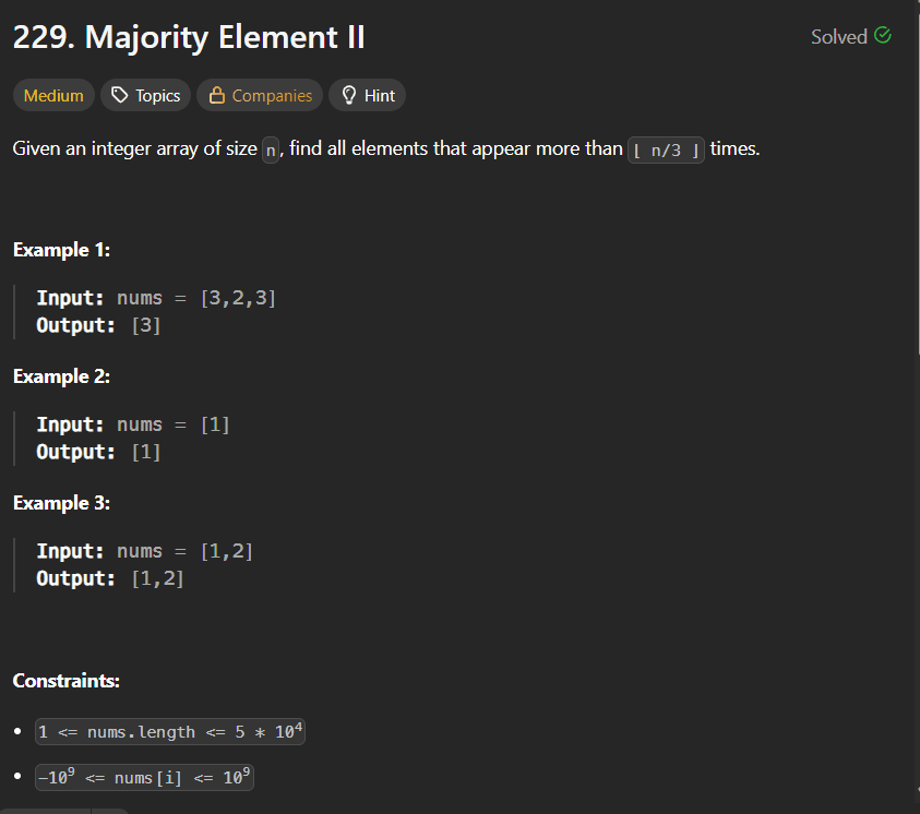 Majority Element II