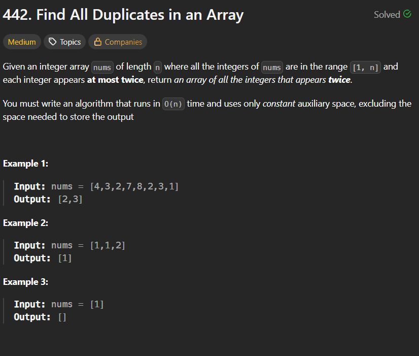 Find All Duplicates in an Array