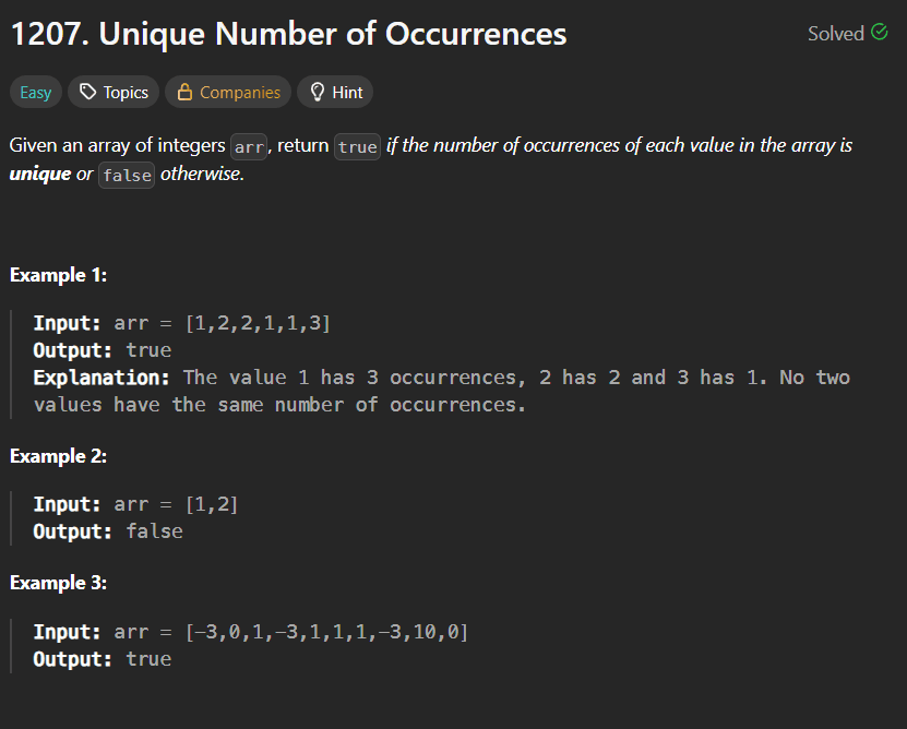 Unique Number of Occurrences