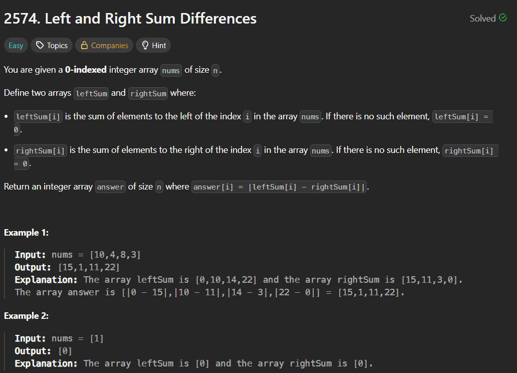 Left and Right Sum Differences