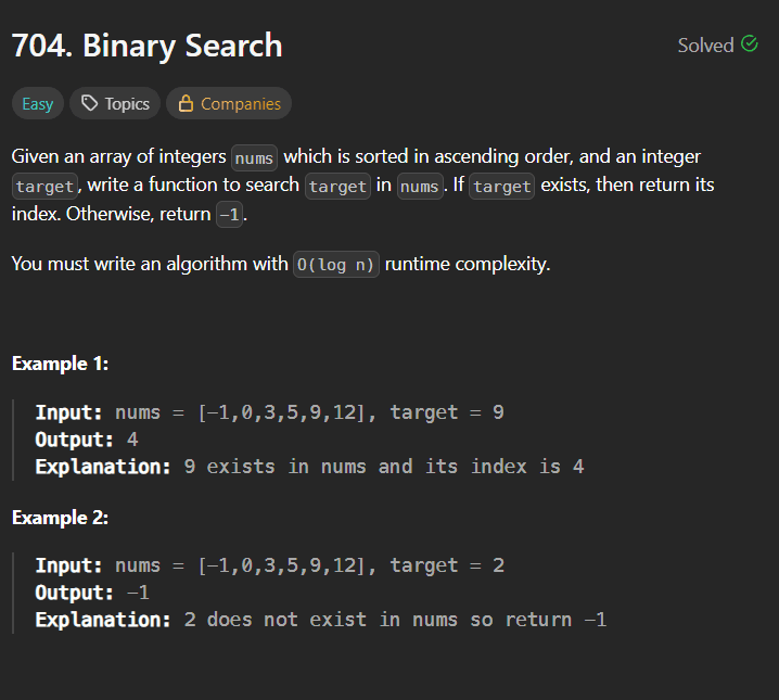 Mastering Binary Search – LeetCode 704 Explained
