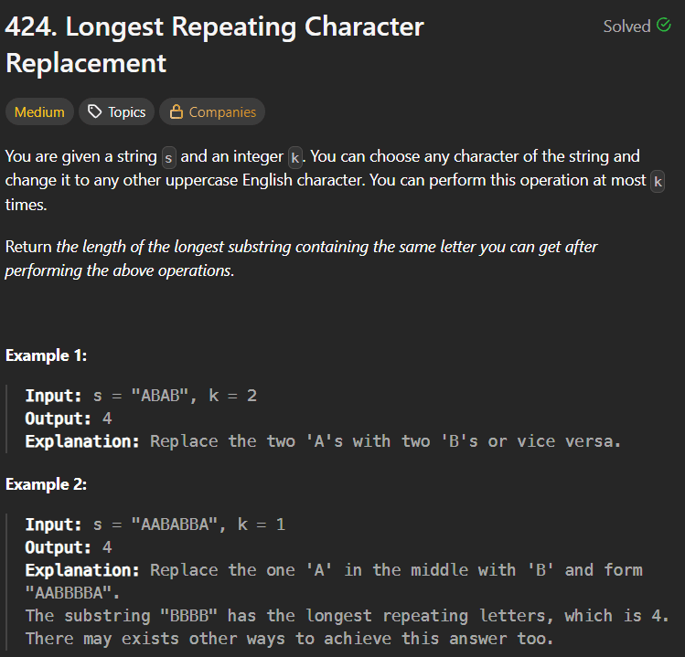 Longest Repeating Character Replacement – Sliding Window Explained (LeetCode 424)