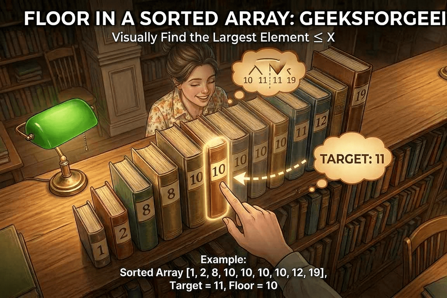 Floor in a Sorted Array – Binary Search Explained with Story & Visuals | GeeksforGeeks