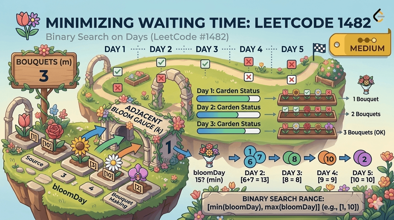 LeetCode 1482: Minimum Number of Days to Make m Bouquets – Binary Search on the Earliest Day