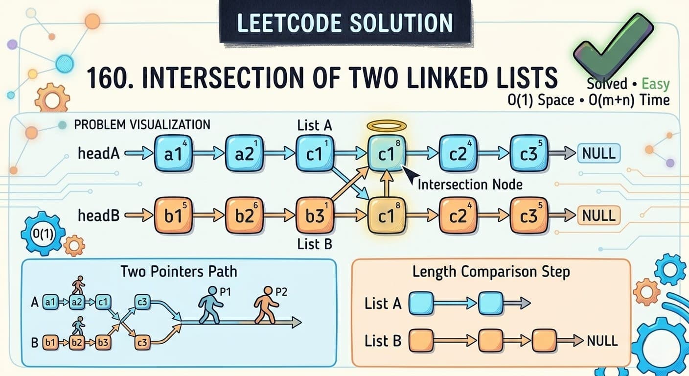 Intersection of Two Linked Lists – The Smart Trick Most People Miss (LeetCode 160)