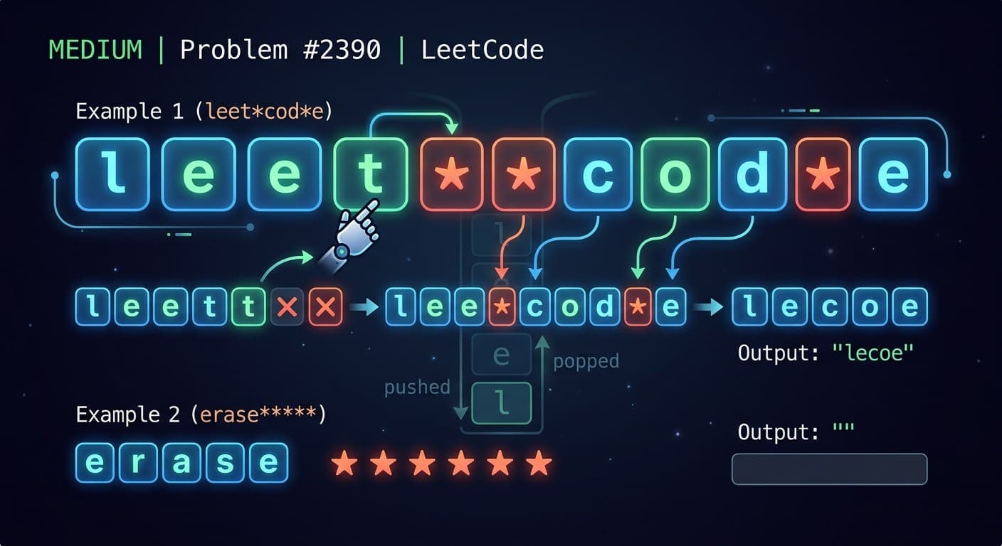 LeetCode 2390: Removing Stars From a String — Java Solution With All Approaches Explained