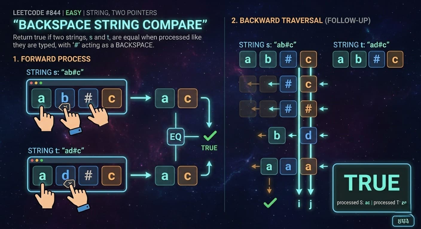 LeetCode 844: Backspace String Compare — Java Solution With All Approaches Explained