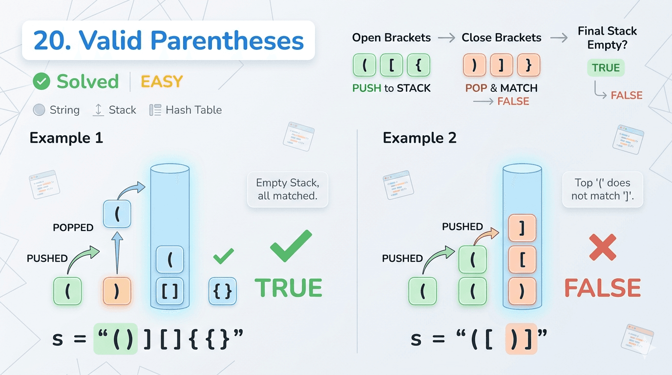 LeetCode 20: Valid Parentheses — Java Solution Explained