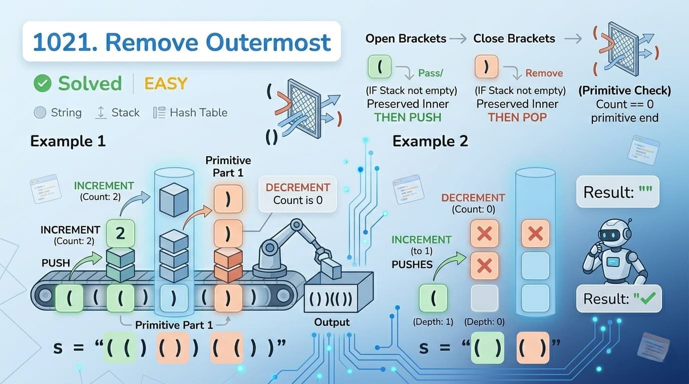 LeetCode 1021: Remove Outermost Parentheses — Java Solution Explained