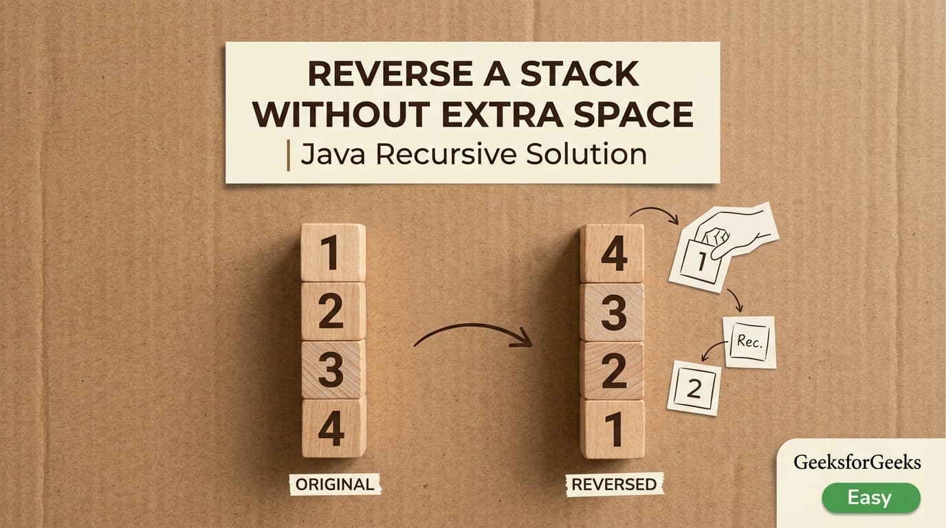 Reverse a Stack Without Extra Space | Java Recursive Solution