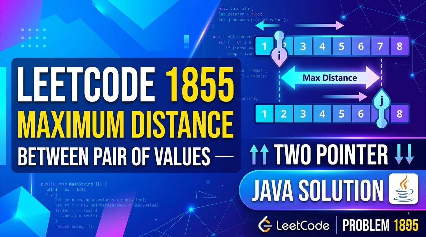 LeetCode 1855 Maximum Distance Between Pair of Values | Two Pointer Java Solution